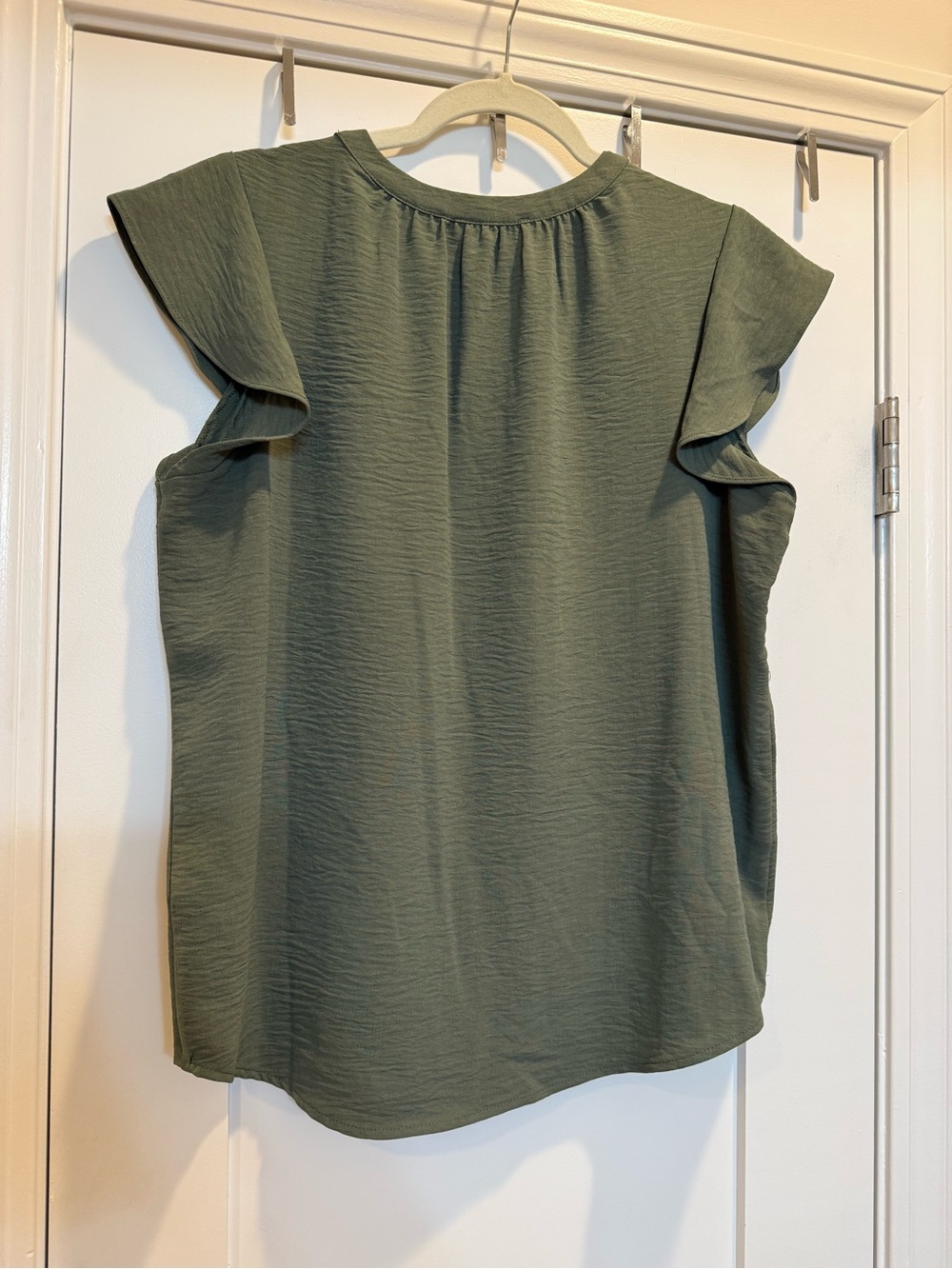 Adrianna Papell Women’s Olive Green Short Sleeve Blouse - Picture 3 of 6